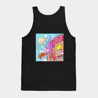 Super dope brain is on fire cartoon illustration Tank Top